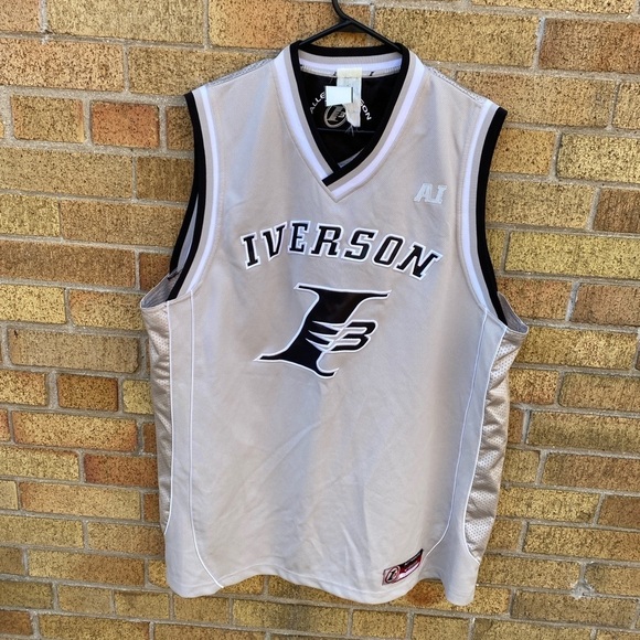 Vintage 90s Reebok X Allen Iverson Jersey Large Silver - Picture 1 of 12